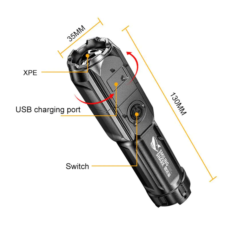 100000 Lumen Tactical USB Rechargeable LED Flashlight