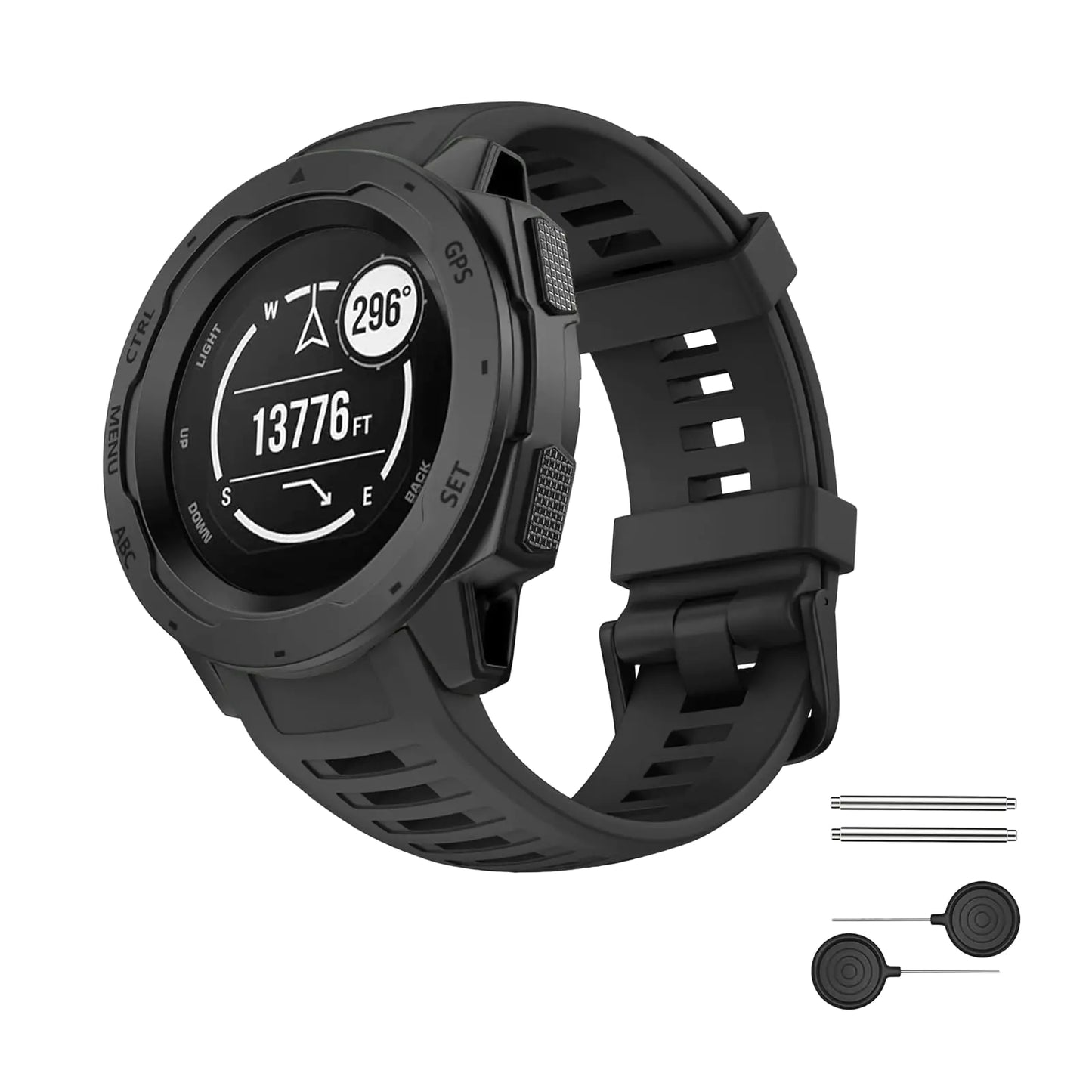 Band for Garmin Instinct Band Soft Silicon Replacement Band for Garmin Instinc 2/ Solar/Tactical-Black