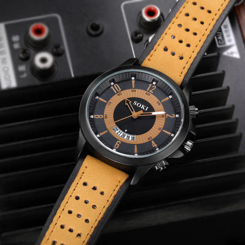 SOKI Men's Quartz Fashion Military Watch with Calendar