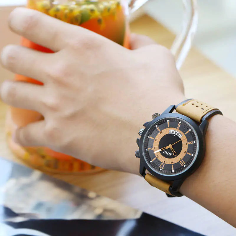 SOKI Men's Quartz Fashion Military Watch with Calendar