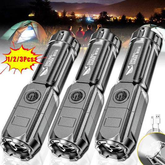 100000 Lumen Tactical USB Rechargeable LED Flashlight