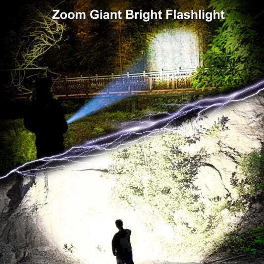100000 Lumen Tactical USB Rechargeable LED Flashlight